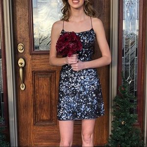 Gunmetal Sherri Hill. Worn once.